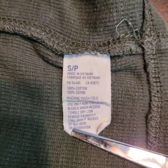 American Eagle Vintage Fit Thermal Logo Shirt Size S Olive Green Stretch - Picture 4 of 8